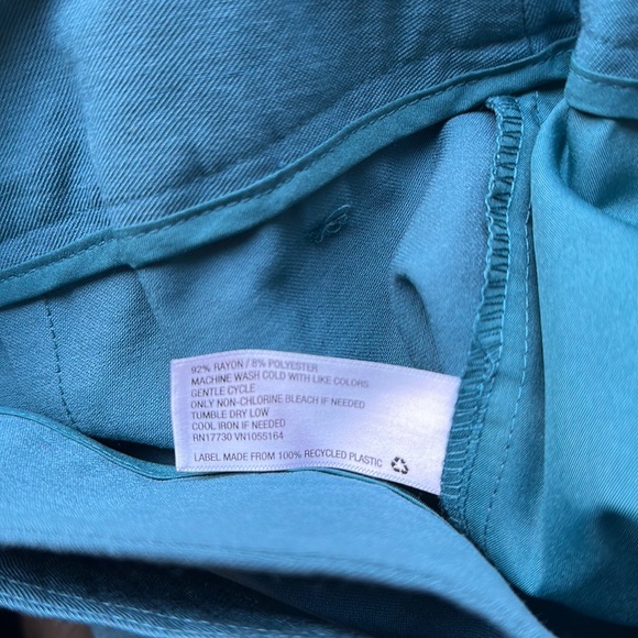 A New Day Teal Pleated Trouser Pant Front Slash Pocket Belted Size 2 & 18 avail. - Picture 7 of 12